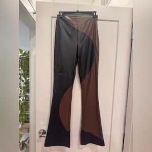 Rare London Vegan Leather Contrast Pants Sz 4